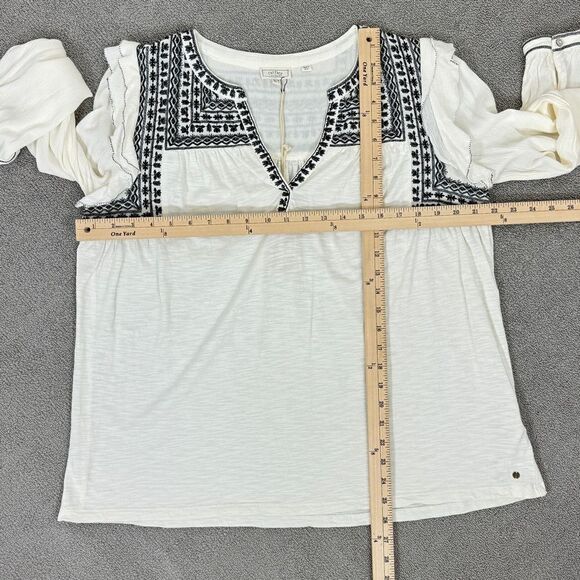 Fat Face Martha Embroidered Slub Knit Shirt Cream 12 Long Sleeve - Picture 12 of 13